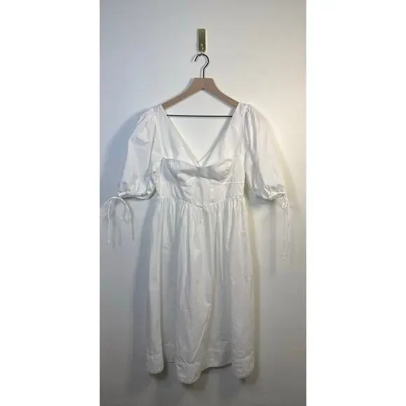 For Love & Lemons Jocelyn Midi Organic Cotton Midi Dress in White, Medium - Picture 3 of 8